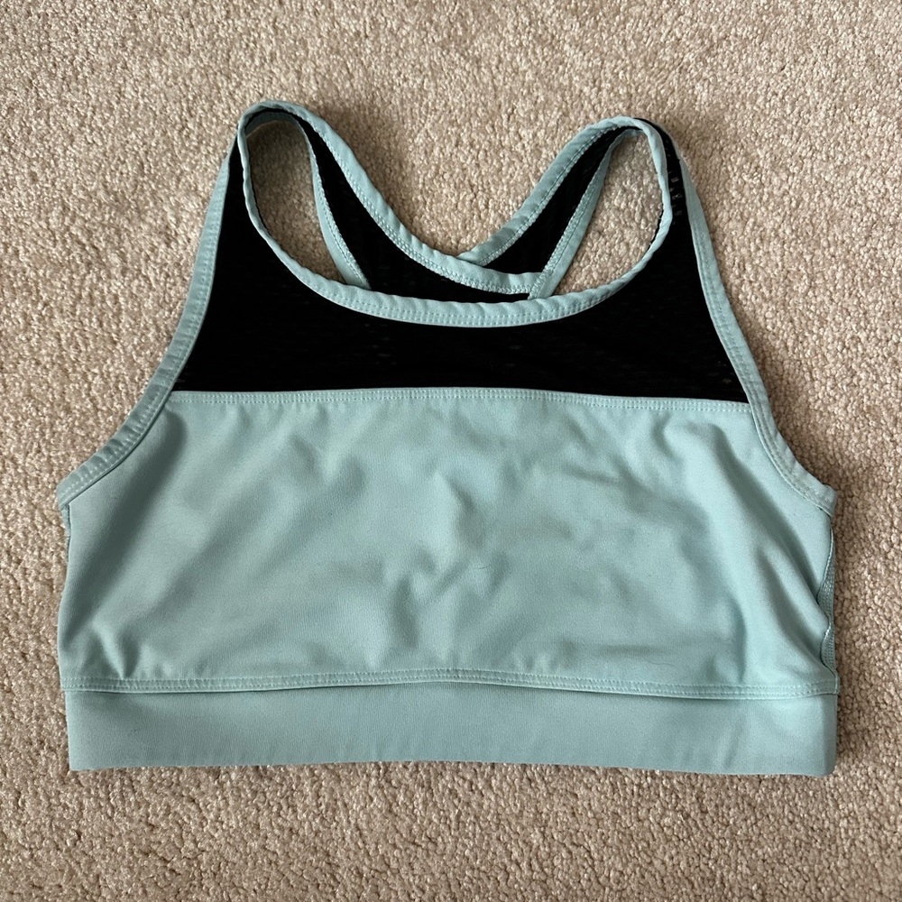 90 Degree By Reflex Black and Light Blue Sports Bra